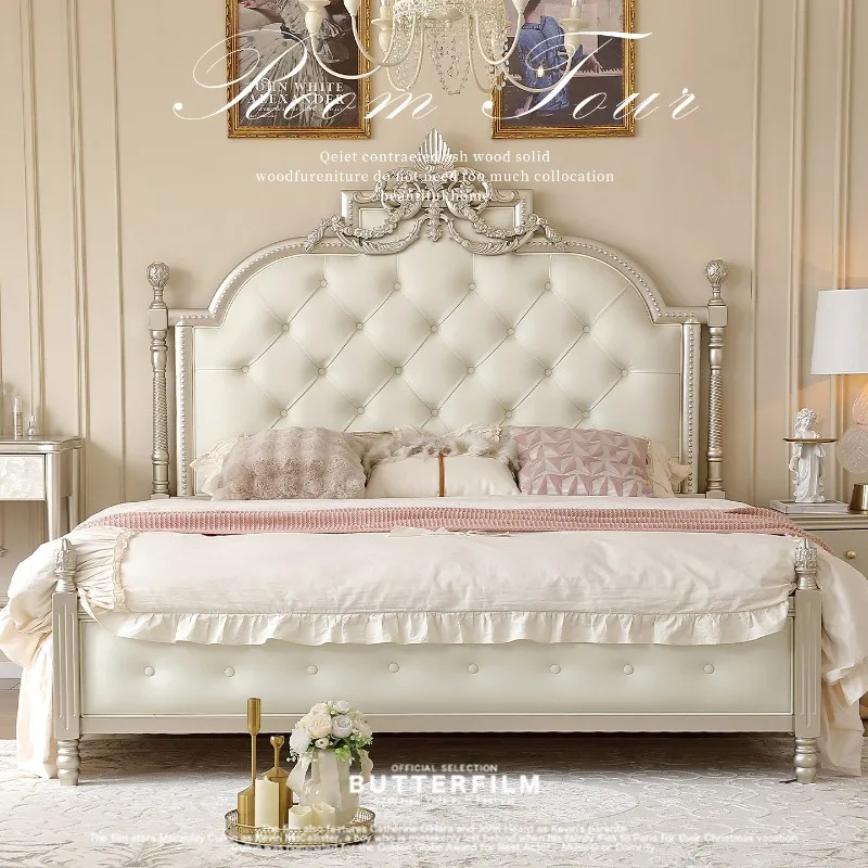 Design Wooden Bed Frame Queen Double Modern Full Beauty European Safe Bed Sleeping Space Saving Muebles Lounge Suite Furniture