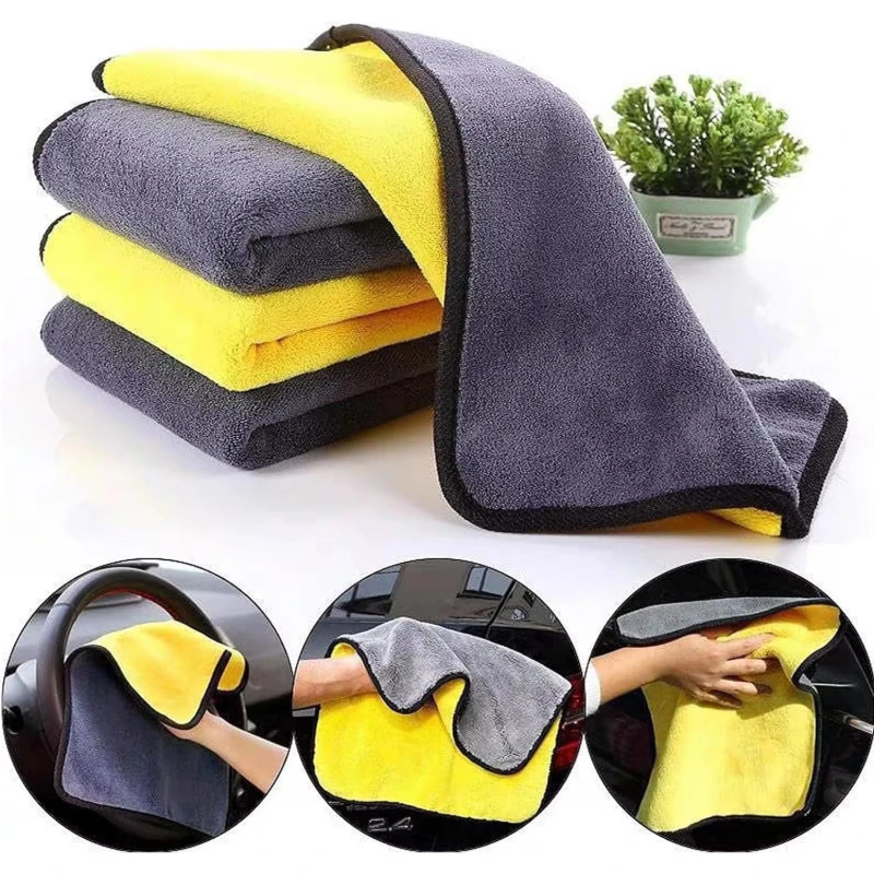 1/2/3Pcs Microfiber Car Cleaning Towels Car Wash Drying Cloth Hemming Microfiber Towel Care Wash Cloth Car Detailing Accessories