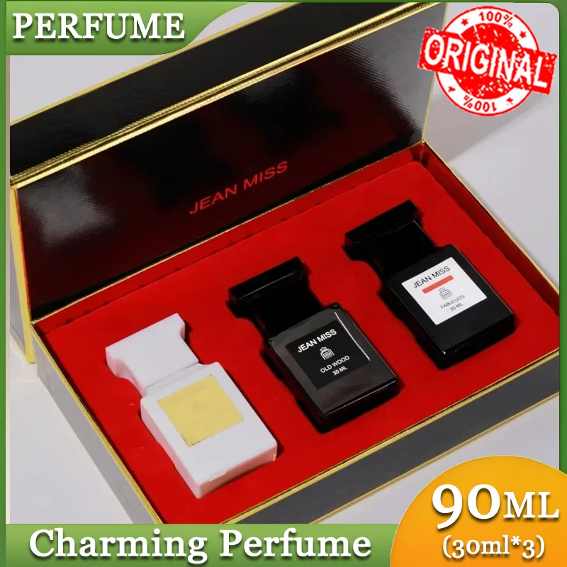 Nuevas gran oferta de perfumes, 90ML, caja de regalo de Perfume para hombres, conjunto de 3 uds., aroma de Colonia duradero Natural fresco, Perfumes para hombre encantador