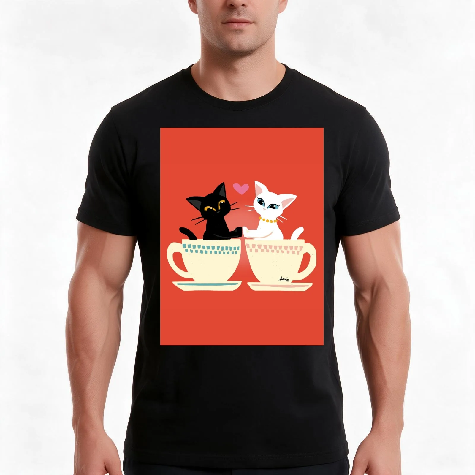 Pair cup T-Shirt, Summer Casual Cotton Tee, Oversized Streetwear Tops, Vintage Graphic Print, Loose Fit Short Sleeve
