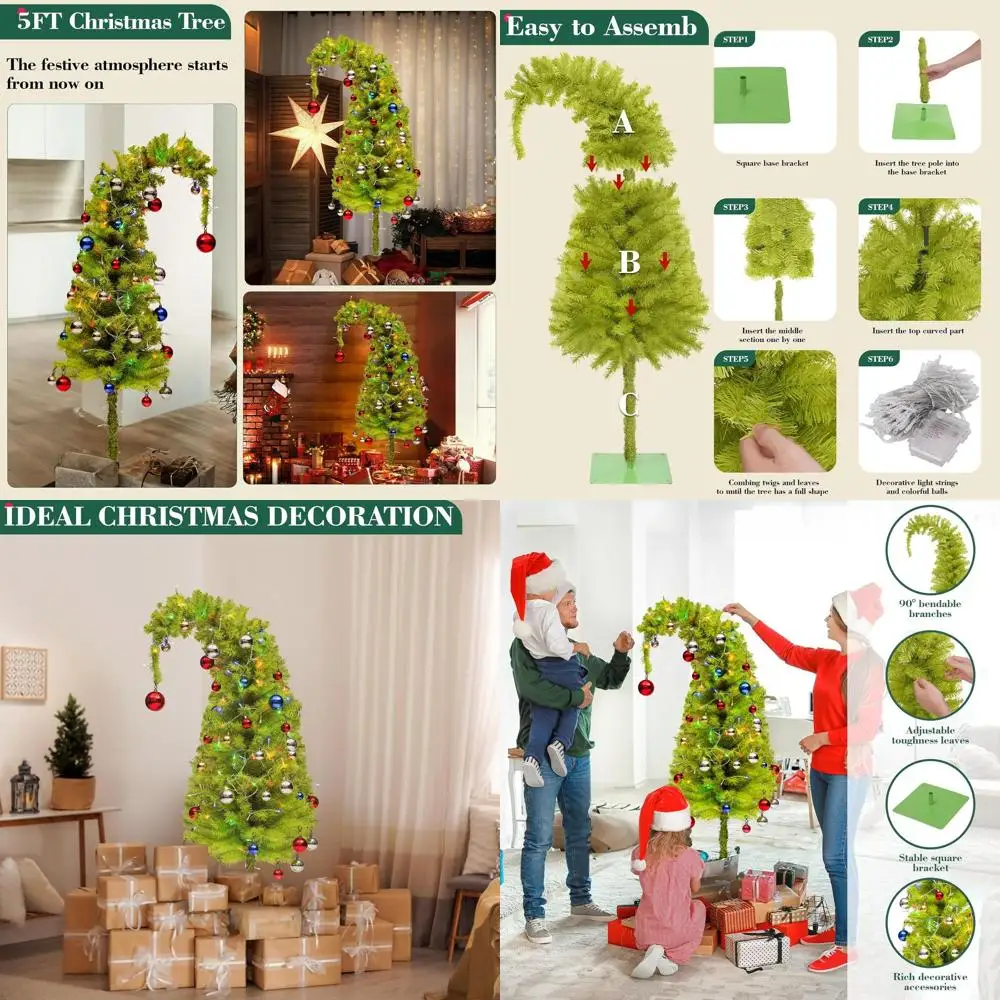 

Гибкая искусственная рождественская елка с подсветкой, украшениями и шариками — высота 6 футов для использования в помещении или на открытом воздухе — идеальный праздник