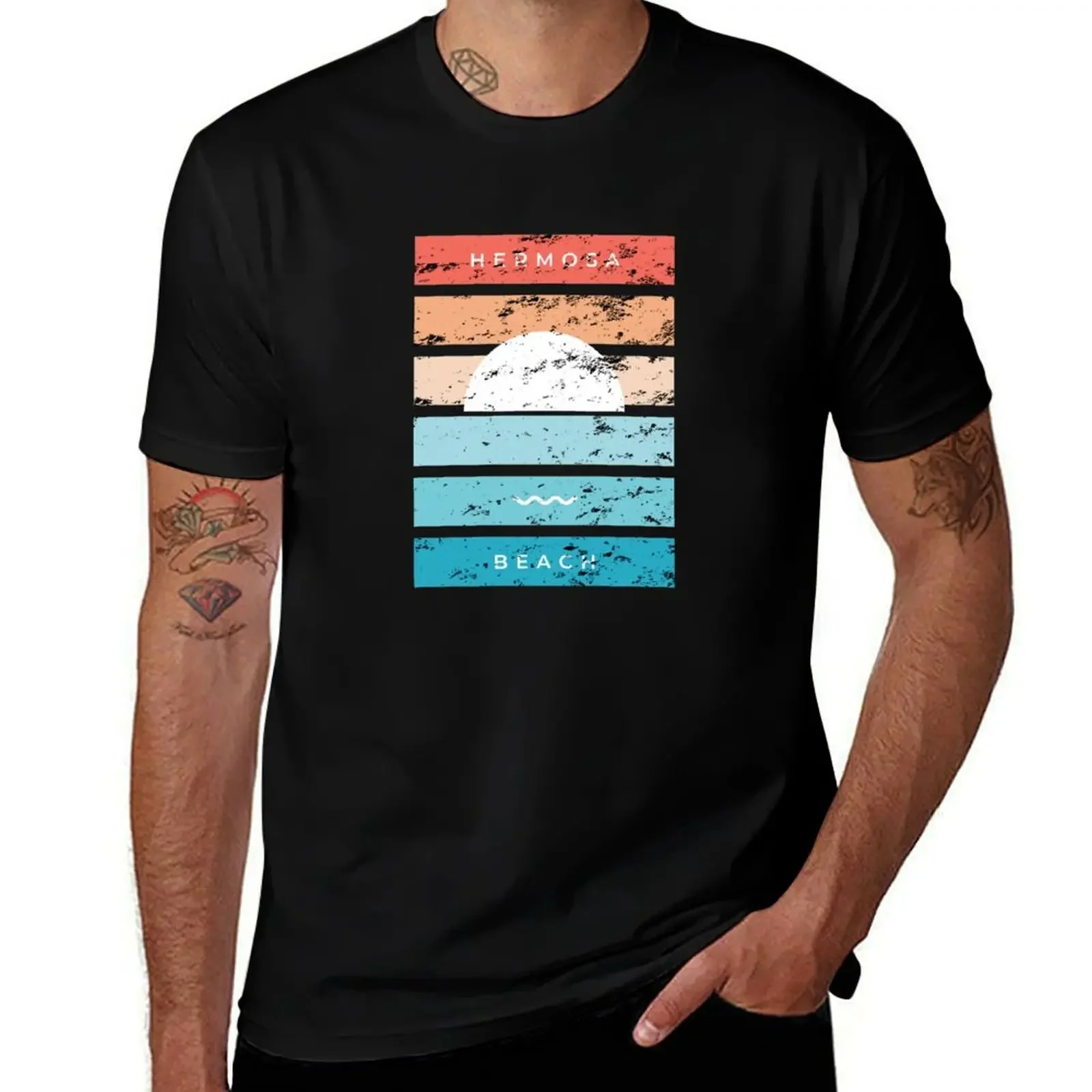 

Hermosa beach california los angeles Retro Vintage T-Shirt man clothes blue lock mens graphic t-shirts anime