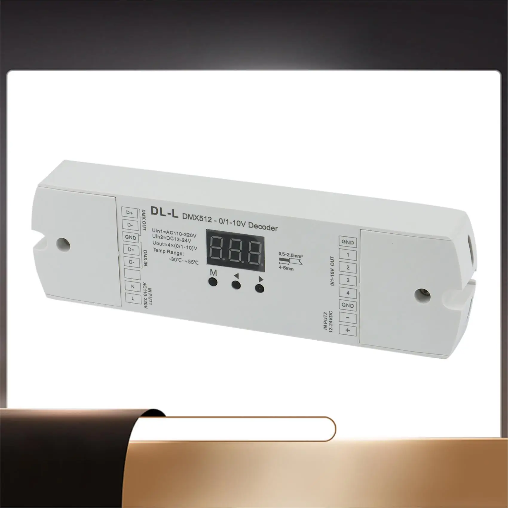 

4 Channel DMX512 To 1-10V / 0-10V Converter, DC 12V-24V Input, 4CH DMX RDM Numeric Display Signal Transformer DL-L-X64A