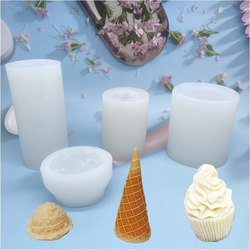 Kreative Eistüte Kerze Form 3D Dessert Waffel Form Duft Kerze, Der Silikon Form Simulierte Lebensmittel Kerze Form
