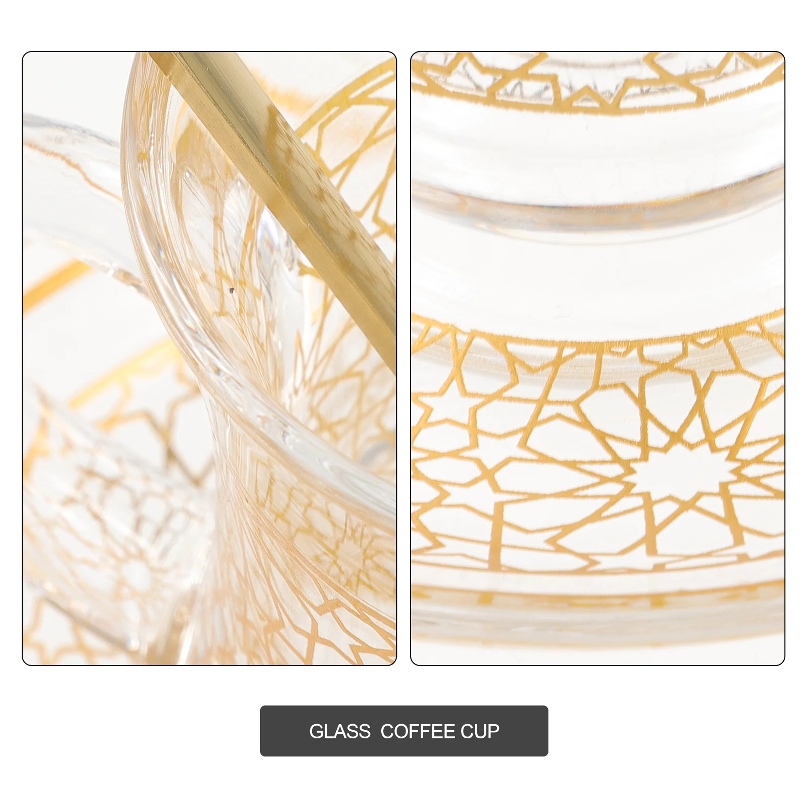 

1Set Glass Coffee Cup Set 200Ml Minimalist Design for Tea Latte Cappuccino Juice Milk Home Office Decorative Drinking Cup with