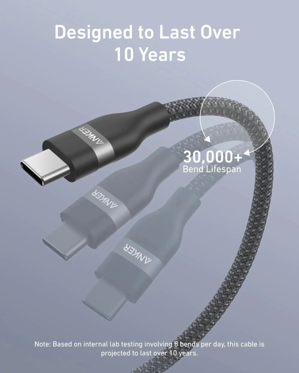 Kabel USB-C do USB-C Anker A82E2 (0,9 m / 1,8 m, 240W, Oplot z recyklingu) Szybka ładowarka typu C do iPhone 17/17Pro/17 Air — zdjęcie produktu 4