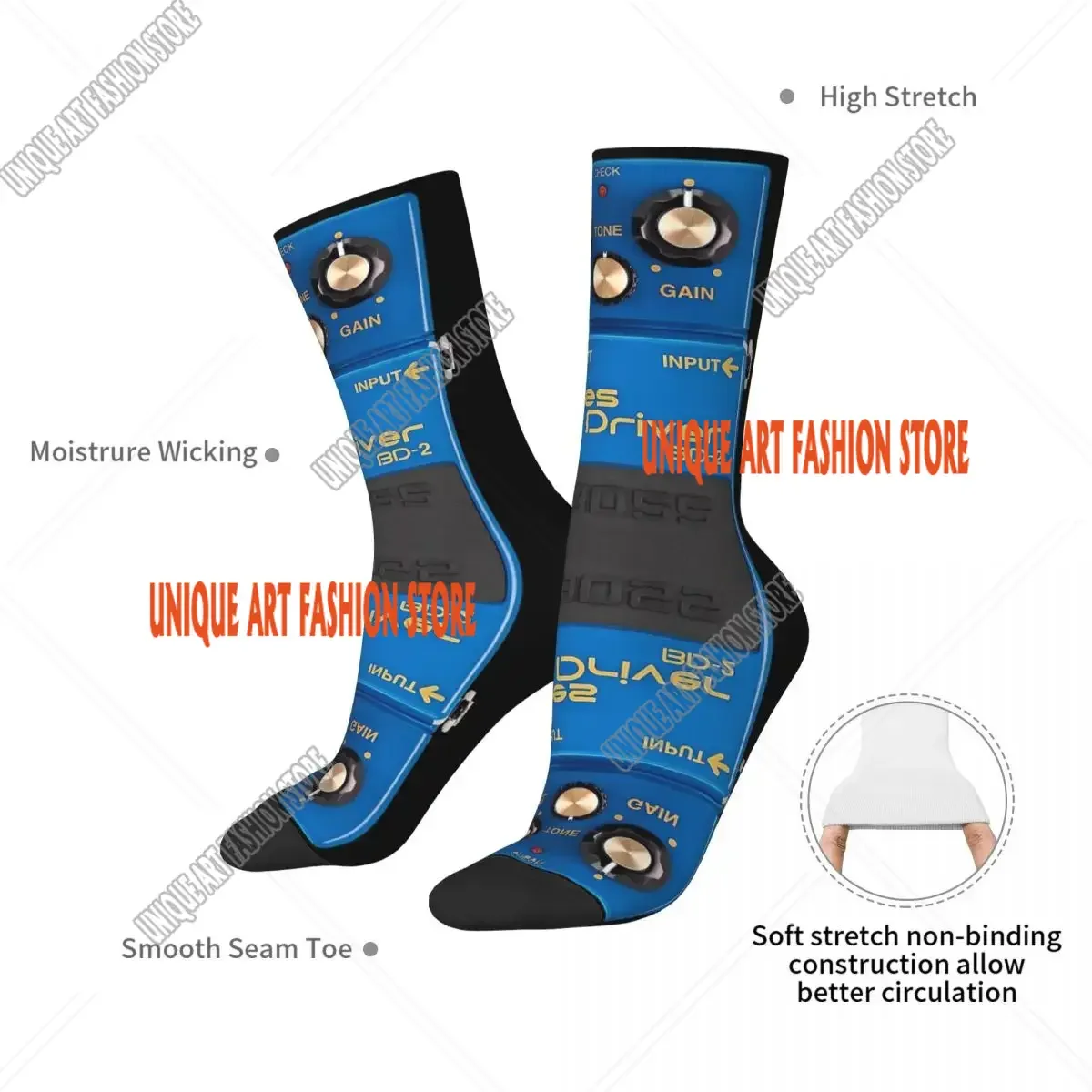 Boss Blues Driver BD-2 Overdrive Bluesbreaker Guitar Pedal Dirty Socks Soft Stockings All Season Long Socks for Unisex Gifts