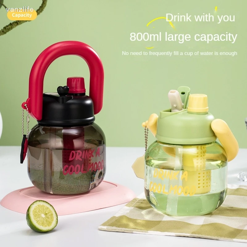 

Новая детская кастрюля для питья, пластиковая чашка для мужчин и женщин, спортивная чашка для воды большой емкости, мультяшная соломенная чашка