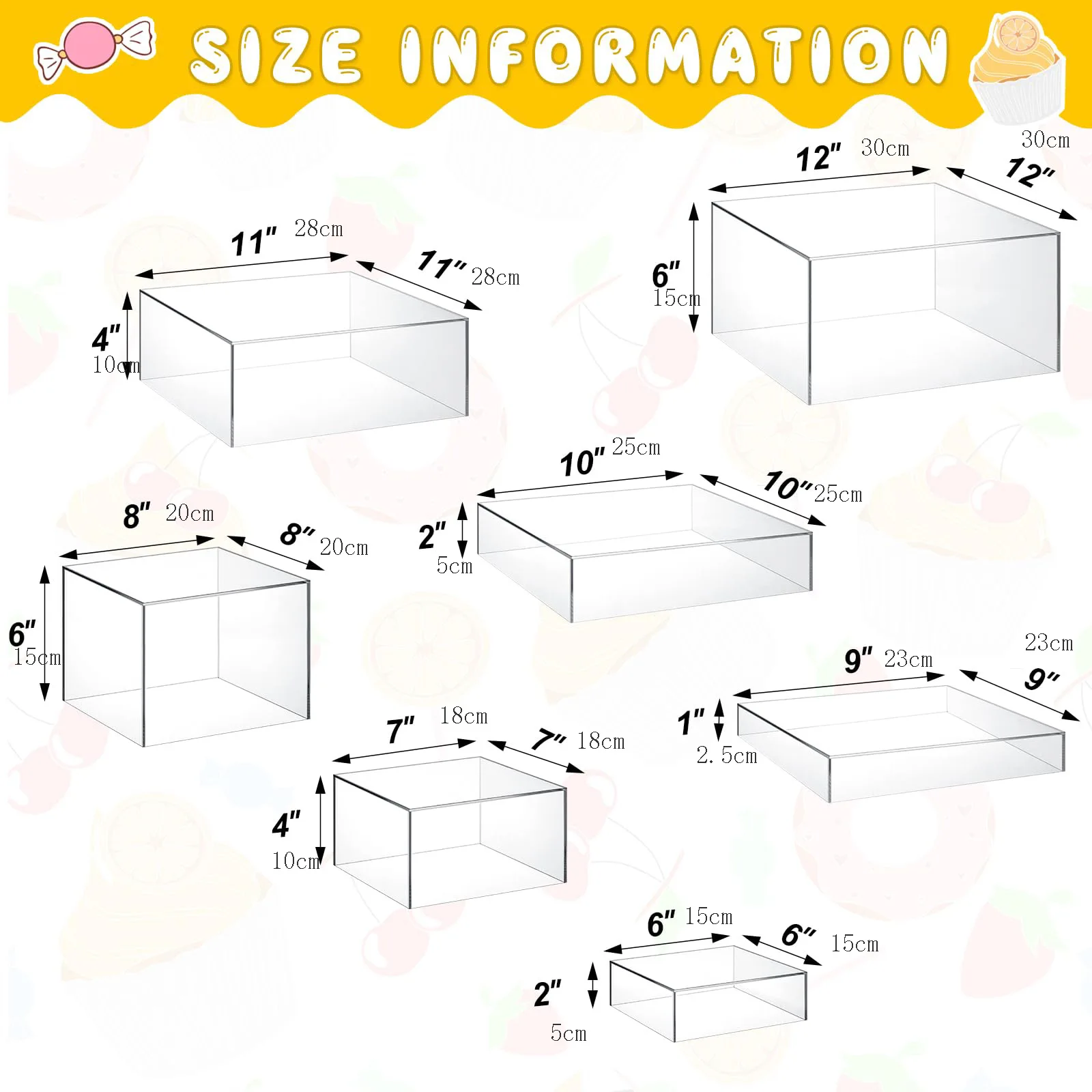 Set of 7 Pieces Clear Acrylic Display Rack Reception Anniversary Birthday Party Organizer Cake Decoration Holder