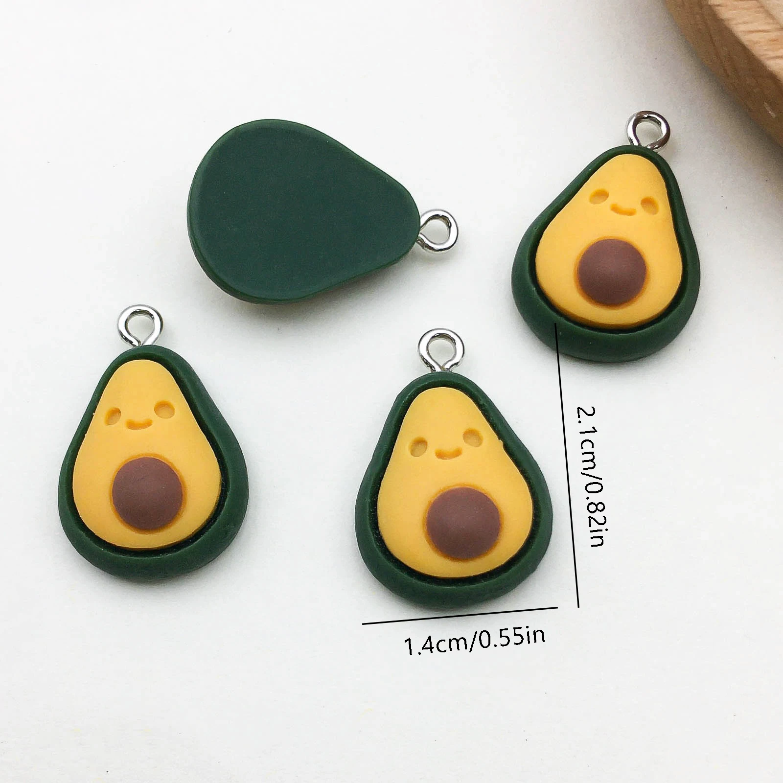 10/20pcs/pack Avocado Resin Charms Green Cartoon Fruit Pendants For Jewelry Making Supplies DIY Necklace and Earring Pendants