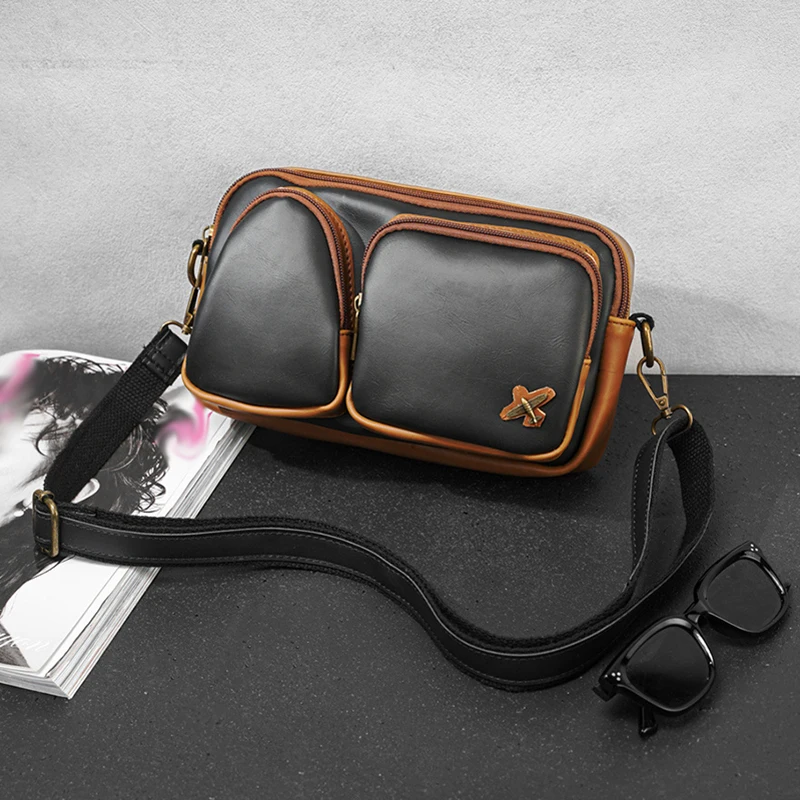 

Маленькие мужские сумки через плечо 2025 года, винтажная модная мужская сумка-мессенджер на слинге, роскошная квадратная сумка через плечо из искусственной кожи, сумка-портфель