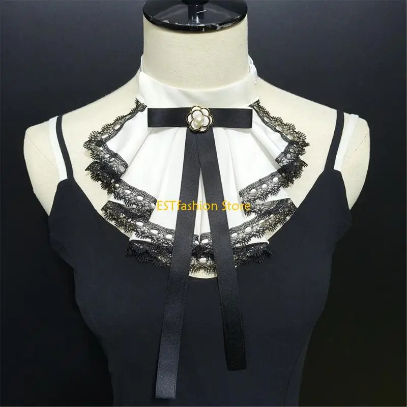 y5gc-collar-falso-desmontable-con-diseno-encaje-adornado-disfraz-media-camisa-cuello-para-uso-informal-y-versatilidad-para