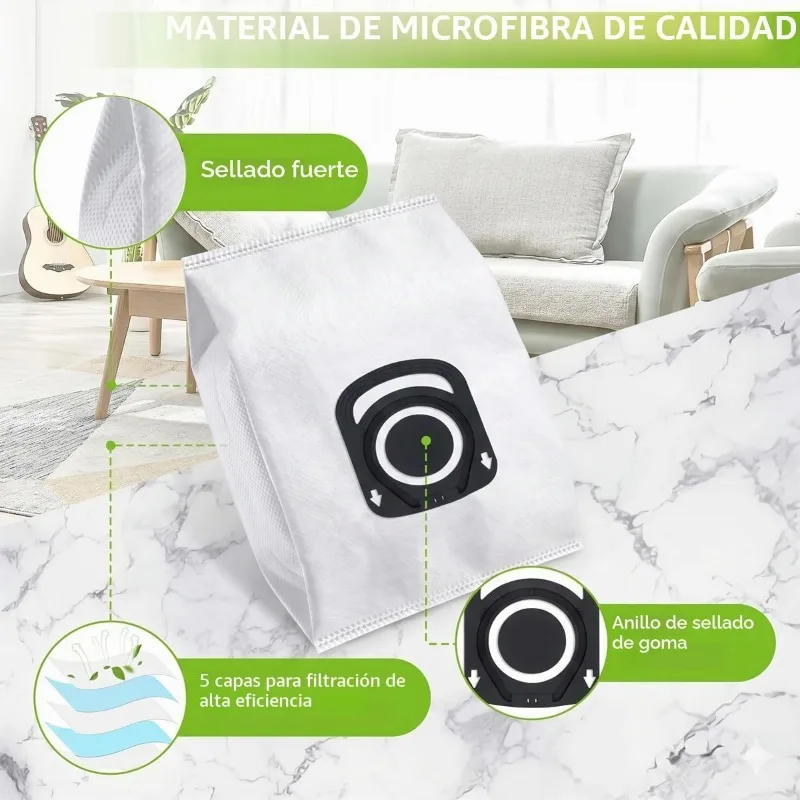 10PCS Vacuum Cleaner Dust Bags for Rowenta Silence Force Compact Power Filtration Self-Closing Dust Bags ZR200520 ZR200720