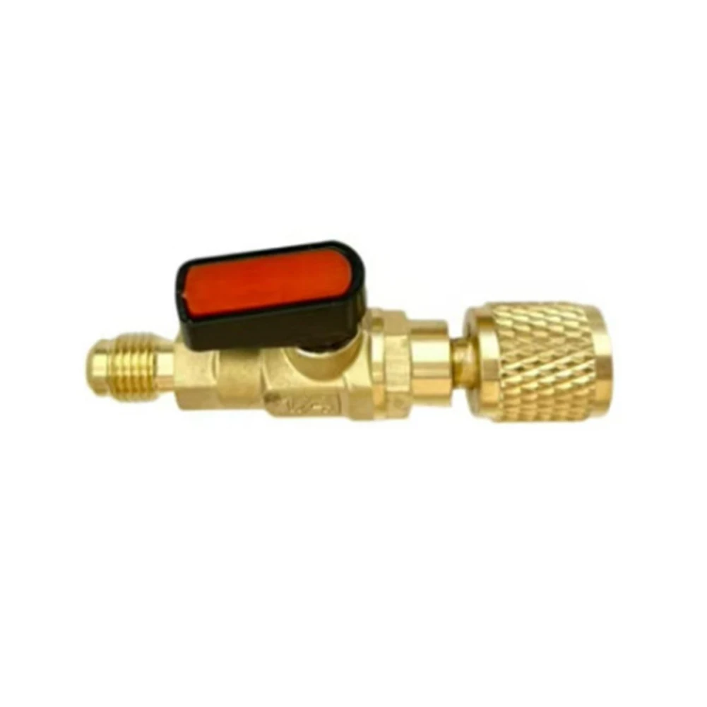 

HVAC Service Adapter 1 4 SAE Adapter R410A R32 R454 Compatibility 5 16 To 1 4 SAE Thread Built-in Shut-off Ball Valve
