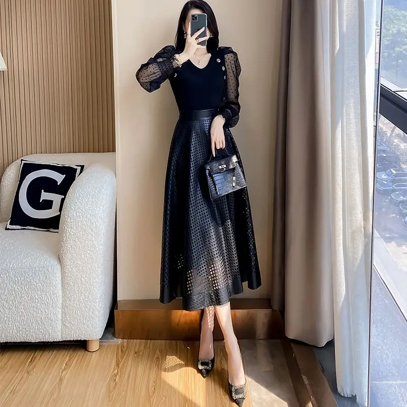 

French Cool Gorgeous Style Women's Dress Suit New Early Spring Autumn New Long Sleeve Temperament Two Piece Set Skirt For Women