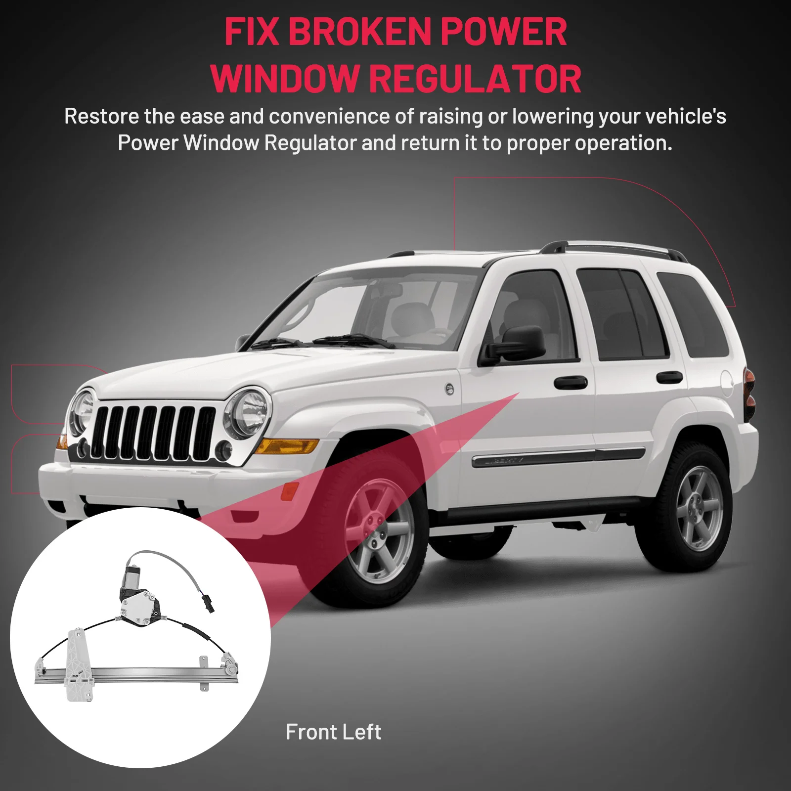 

741-556 Power Window Regulator w/Motor (Front Left) for Jeep Grand Cherokee 1999-2000 (55076467AB/AC/AD)