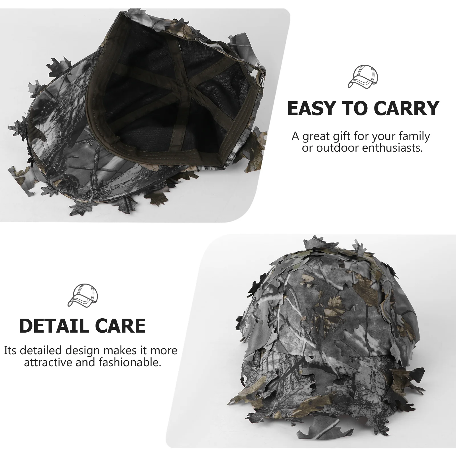 

Simulation Leaf Camouflage Outdoor Baseball Cap Adjustable Strap Sun Block Uv Protection for Hunting Climbing Travel