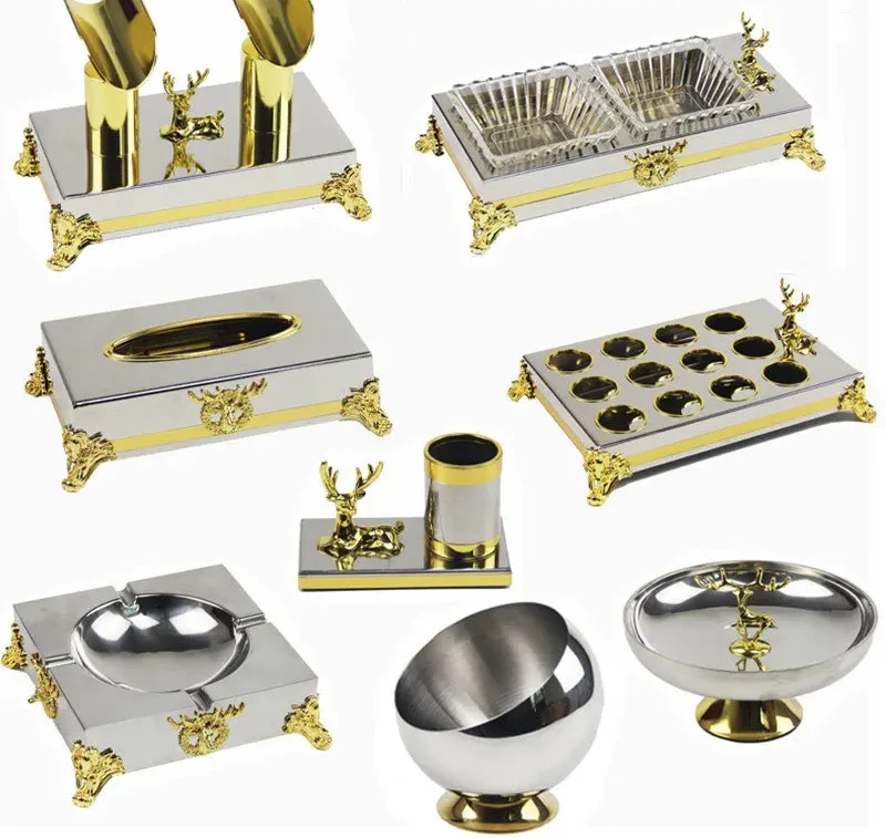 Stainless Steel Fruit Plate Snack Plate Bowl, Ashtray, Tissue Box, Microphone Rack, Cup Holder,