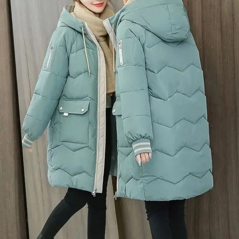 Customization Plus Size Women Long Down Cotton Jacket Winter Thicken Women's Parkas Warm Hooded Coat New Korean Loose Cotton Coa - view 3