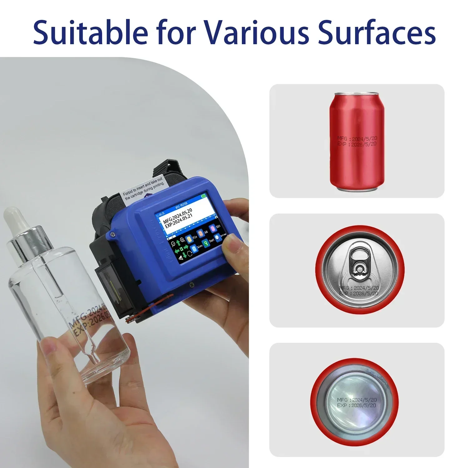 DCODE DC11 25.4 مللي متر/1 بوصة طابعة صغيرة محمولة طابعة نافثة للحبر محمولة غير مشفرة QR الباركود صورة شعار آلة ترميز التاريخ