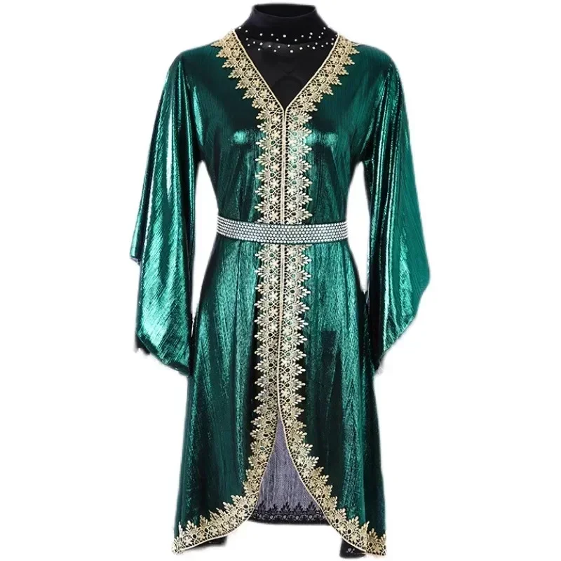 Retro 4pcs Set Folk Costume Women Dabke Performance Group Competition Outfit Praise Dance Embroidered Frock for Dancing Jacket