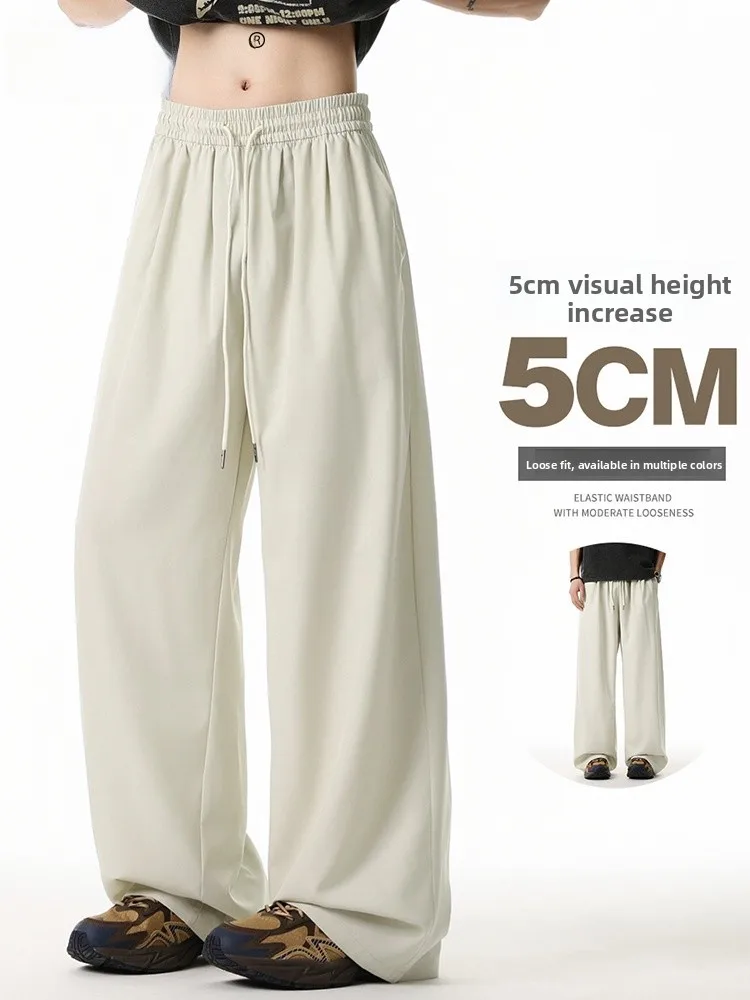 

Men's Casual Straight Leg Pants Spring Summer Loose Fit High Street Trend Drapey Wide Leg Trousers Faionable Youth Sle
