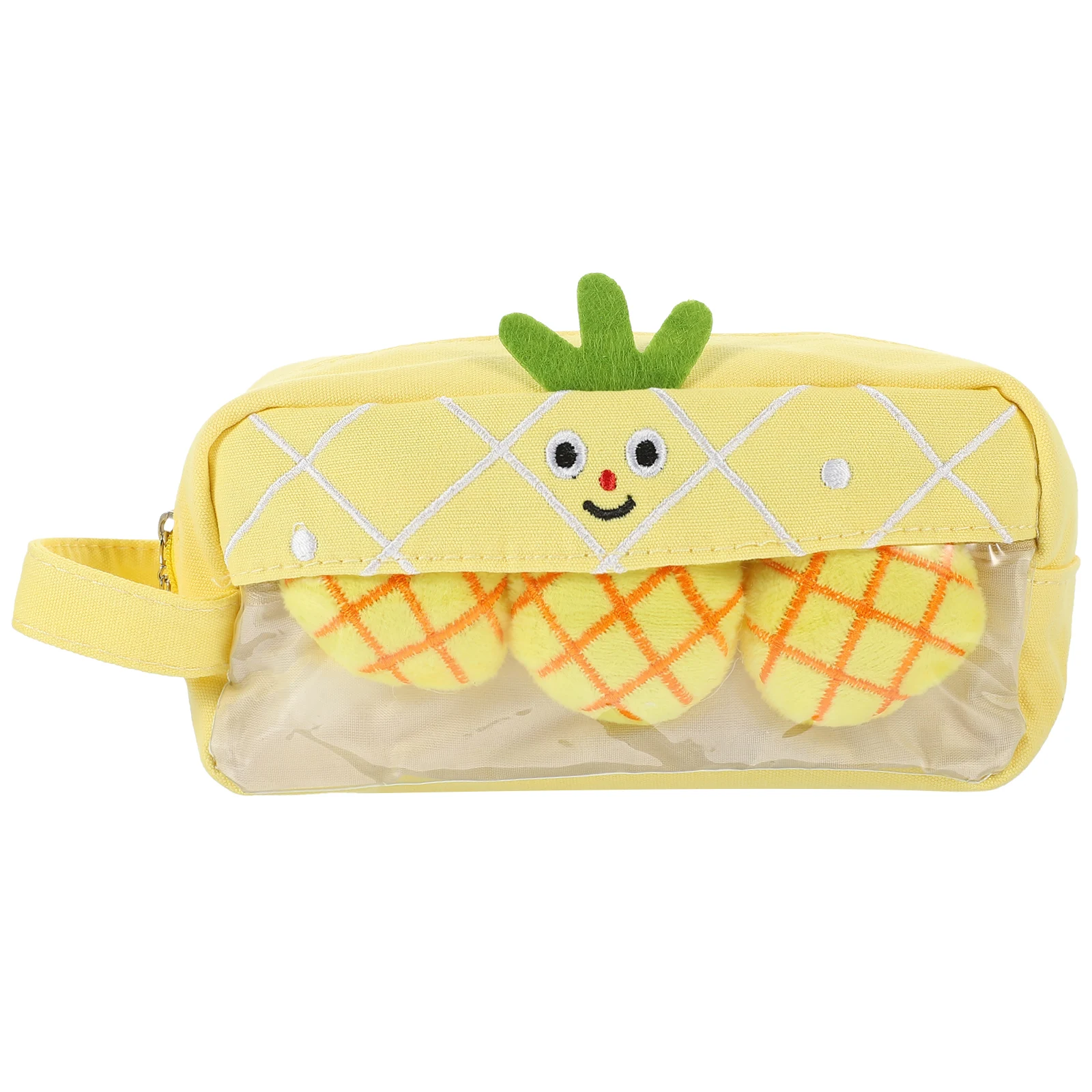 

Fruit Shaped Pencil Bag Stationery Box Large Capacity Canvas Children Pouch Cartoon Kids Gift Pineapple Design Washable