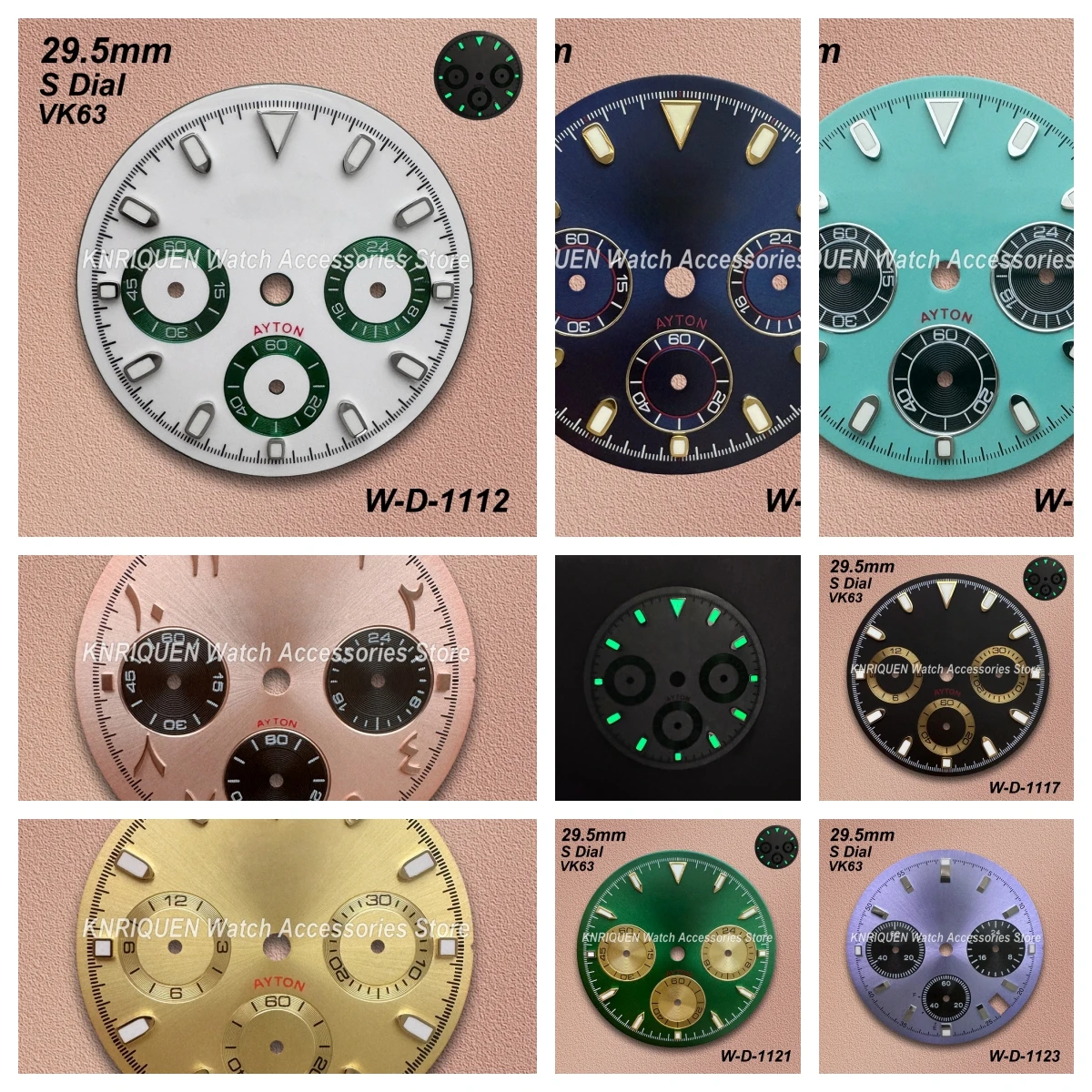 29,5 мм S логотип Panda DTN циферблат для механизма VK63 зеленый/без светящегося высококачественного циферблата аксессуары для модификации часов