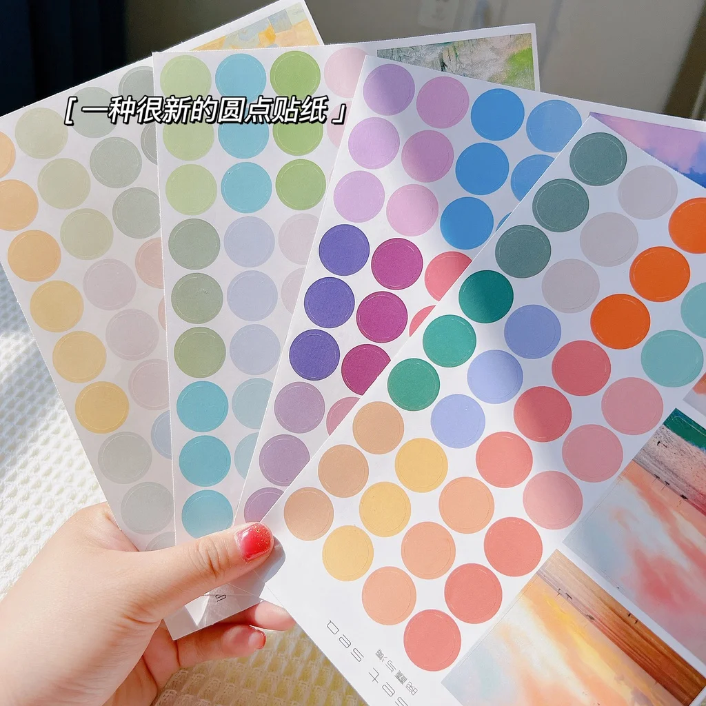 Dot Stickers Hand Account Card Decorative Stickers DIY Journaling Accessories Scrapbooking Color Label Sticker Stationery Gift