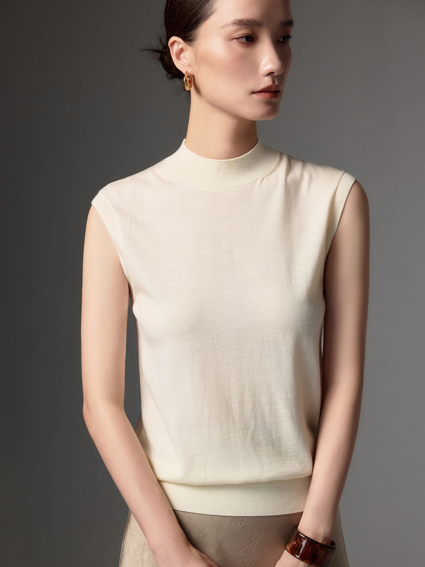 

New Women's 100% Worsted Wool Sweater Spring Summer Female Knitwear Thin Pullover Sleeveless Vest Lady Clothes Tops Cozy T-Shirt