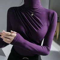 2023 Pleated High Neck for Women Blusas Clothes for Women Tops Shirts Blouses 6