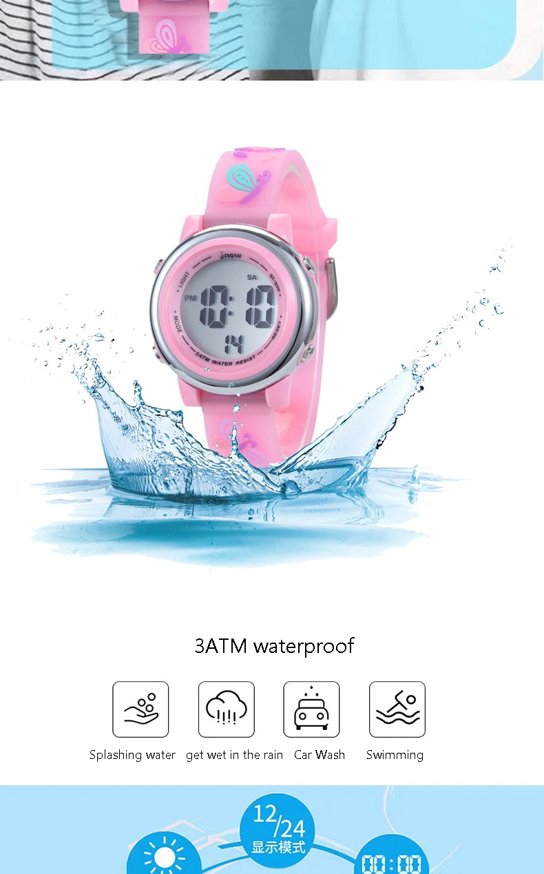 UTHAI C12 Children's Watch Student Multi Functional Sports Kids Girl Cute Cartoon Waterproof Alarm Clock LED Electronic Watches