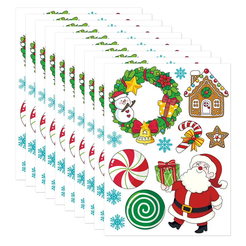 Funny Christmas Puzzle Stickers Cartoon Santa Claus DIY Decoration Toys Stickers Creative Wall Decoration Stickers Gifts