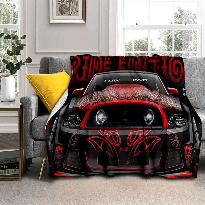 ثلاثية الأبعاد موستانج سباق السيارات تسجيل GTR بطانية قطيفة ناعمة ، بطانية الفانيلا رمي بطانية لغرفة المعيشة غرفة نوم غطاء أريكة تتحول لسرير هدية #6