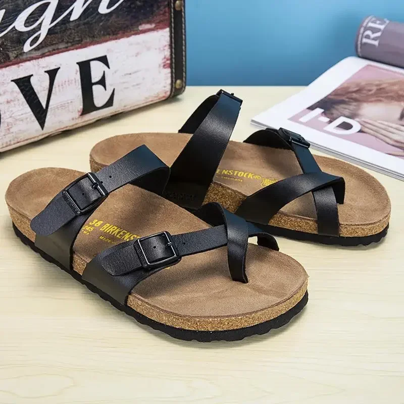 2024 scarpe basse da donna in sughero scarpe moda all'aperto pantofole da spiaggia maschili nuovi sandali piatti Casual con fibbia a punta tonda Unisex estate