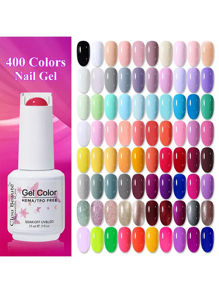 Clou Beaute 15 ml Rot Schwarz Weiß Grün Neon Gel Nagellack Basis Decklack Samt Top 400 Farben Semi Permanent Gel Nagellack
