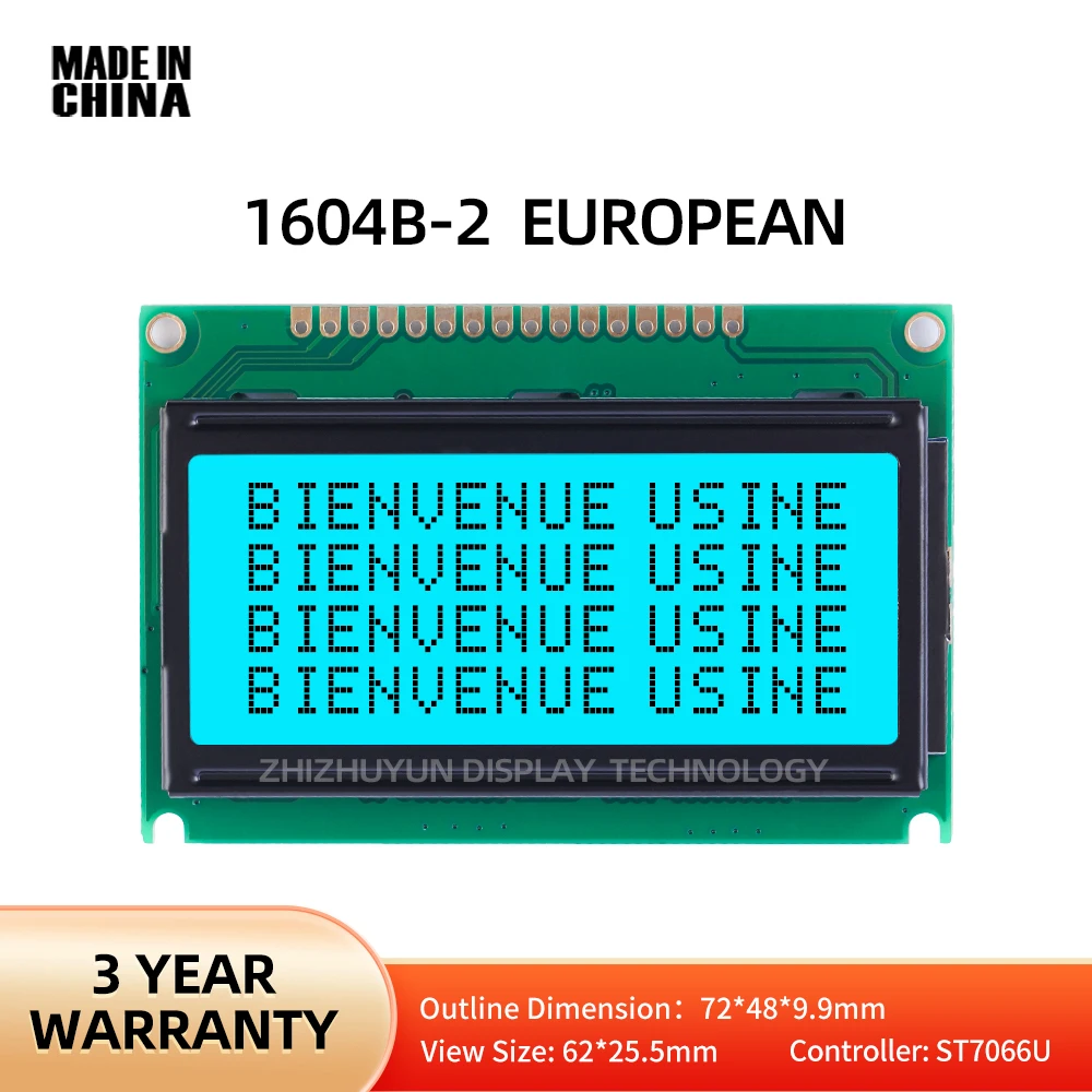 Stable Supply Of 1604B-2 European Character LCD Screen Ice Blue Controller ST7066U Multi Language LCD Module