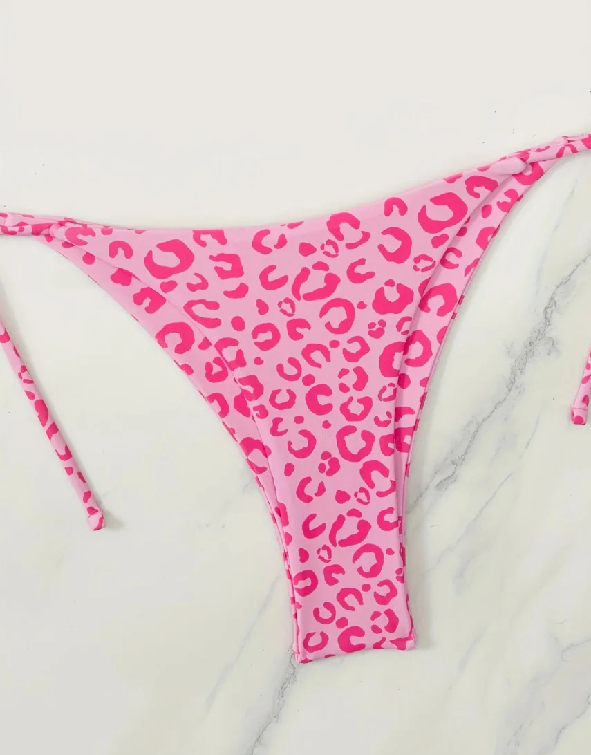 مثير الوردي ليوبارد طباعة مايكرو البيكينيات مجموعات قطعتين الرسن التعادل المايوه بحر المايوه ملابس السباحة biquini Tankini