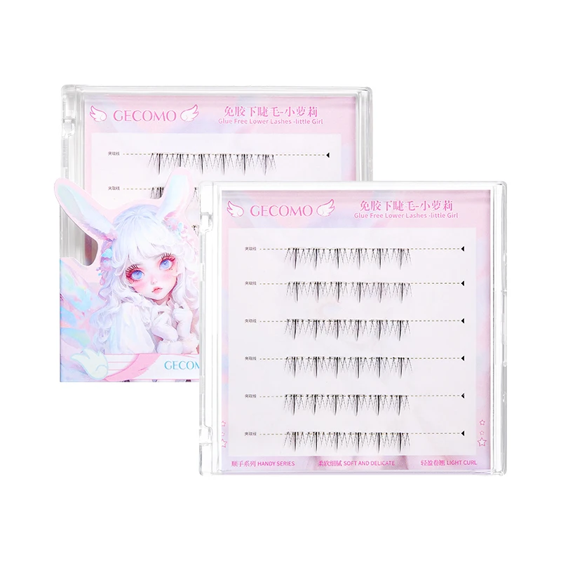 GECOMO Ciglia finte inferiori senza colla da 6-7 mm Ciglia autoadesive leggere dall'aspetto naturale facili da indossare per principianti