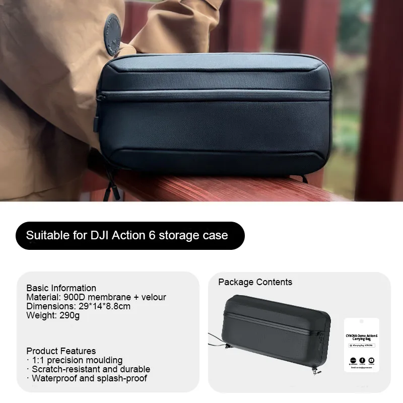 

Carrying Case for DJI Osmo Action 6, Protect Case Travel Bag Handbag Portable Storage Shoulder Bag with Compartmentalized Design