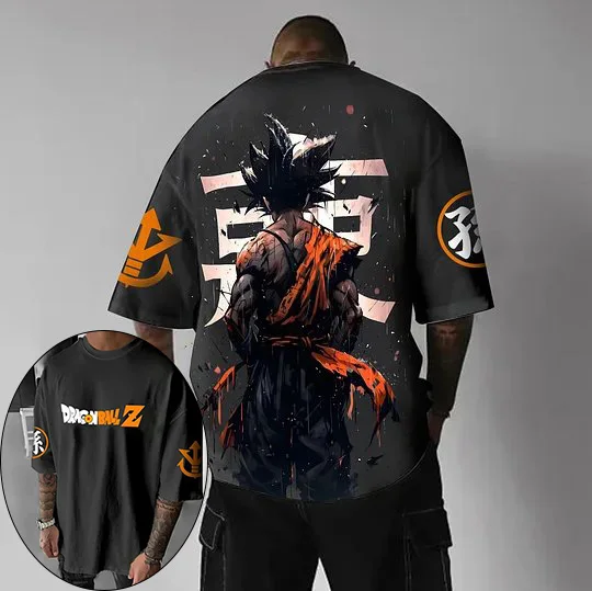 ドラゴンボール超サイヤ人4悟空メンズレッドルーズTシャツ日本アニメプリントストリートウェアサマーカジュアルトップスTシャツデイリーユニセックスシャツ