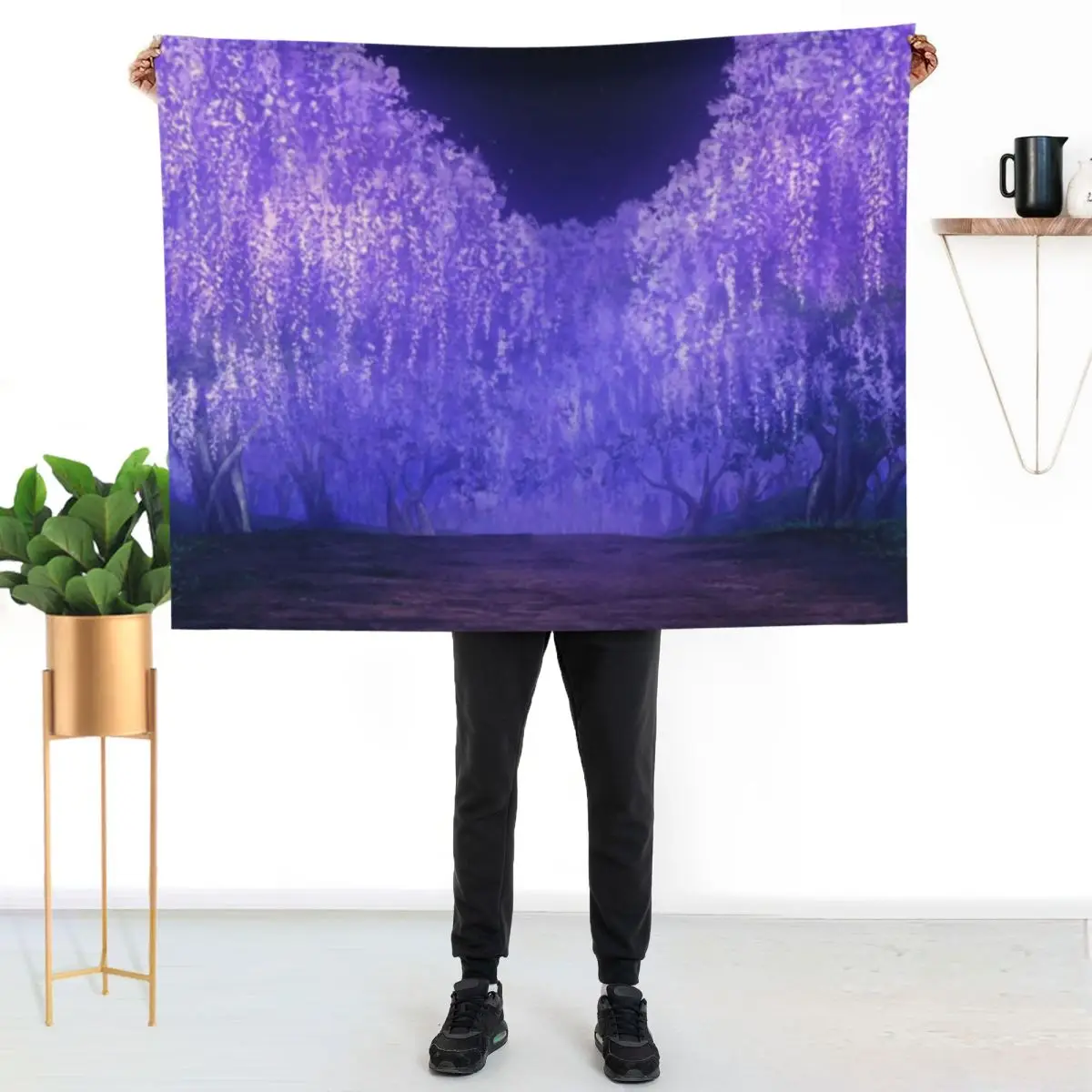 

Wisteria anime lavender purple forest Throw Blanket Easy Care Comfortable Blanket for Couch