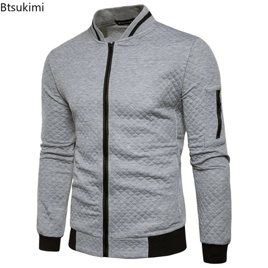 2024 New Men's Standing Collar Hoodies Coats Fashion Casual Baseball Jackets High Quality Zip Outdoor Sport Tops Male Tracksuit