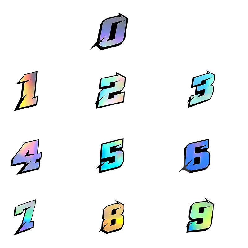 

1Pc Motorcycle Reflective Stickers Laser Number 0123456789 Waterproof Motorbike Fuel Tank Electric Scooter Bicycle Vinyl Decals