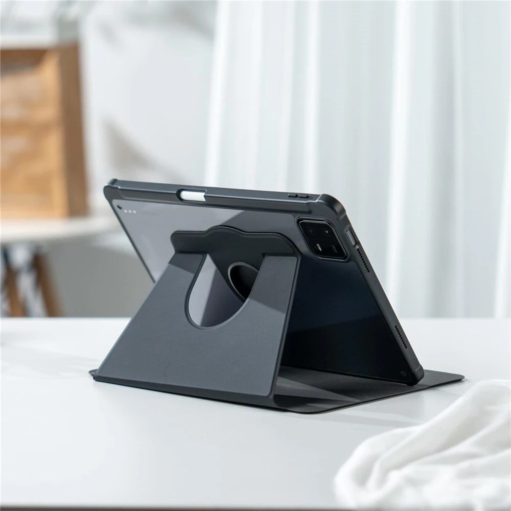 For Xiaomi Pad 6 2023 Tablet Case with Pen Slot Protective Cover for MiPad 6 Pro 11 Inch Transparent Bottom Rotation Shell