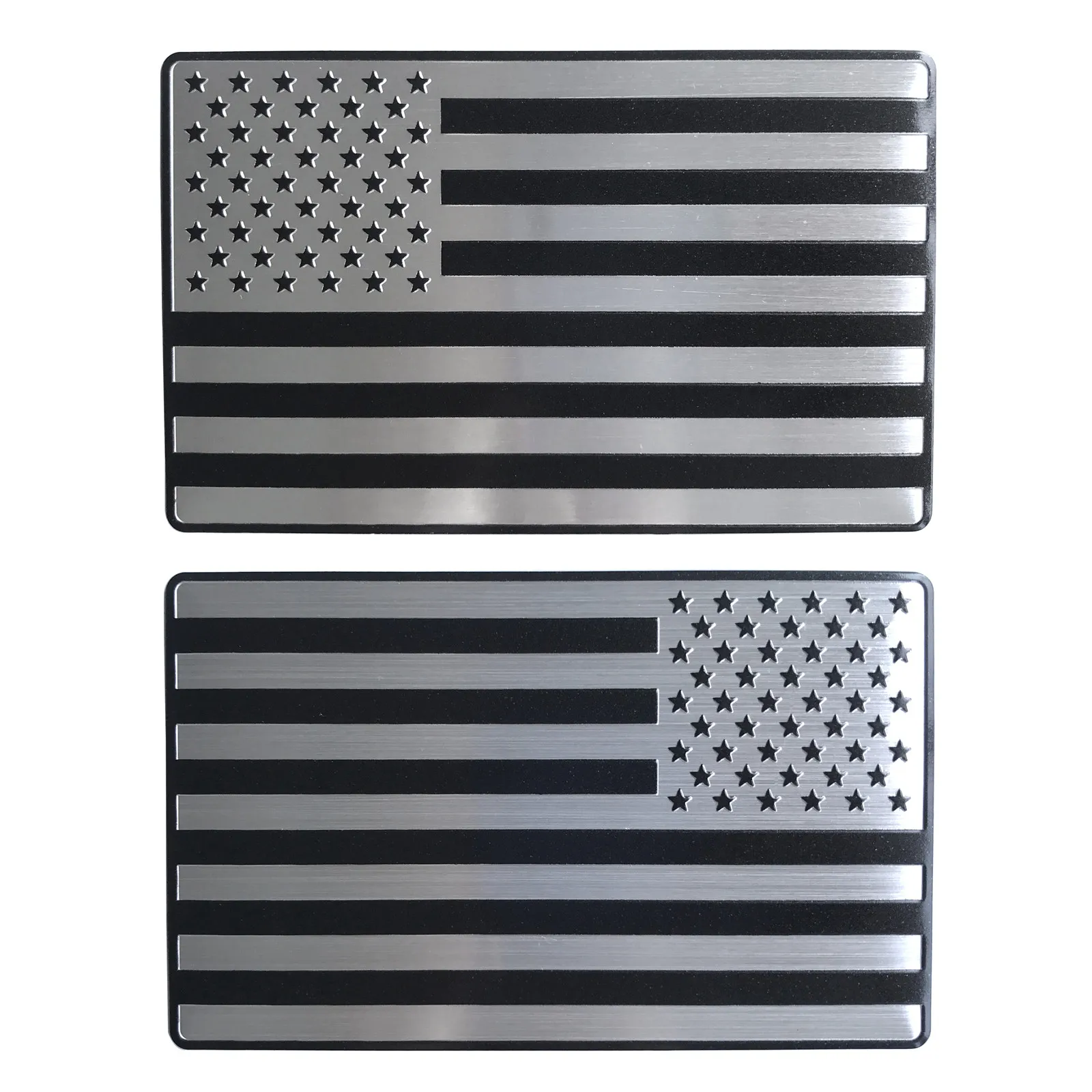 

2Pcs Black Silver Metal American USA Flag Emblem Car Fender Door Trunk Tailgate Badge for F-150 250 350 Ram Titan Sierra Yukon