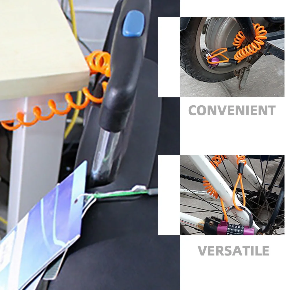 2Pcs Extended Spring Steel Cable Lock for Motorcycle Disc Brake Heavy Duty Bike Security Lock with High Visibility PVC Coating