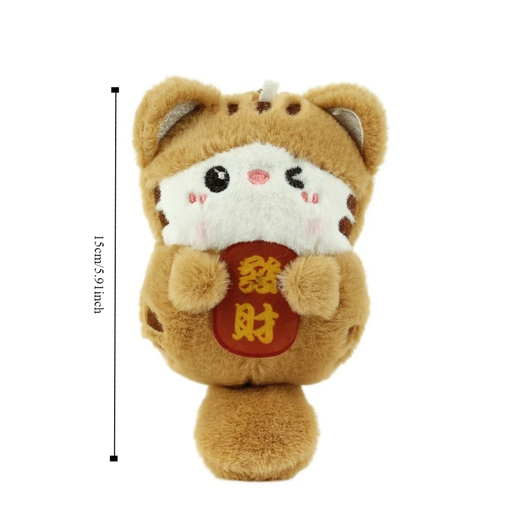 Squeaking Cat Plush Pendant Lucky Words Long Tail Cartoon Cats Plush Keyring Lovely Cartoon Kitten Doll Plush Keychain