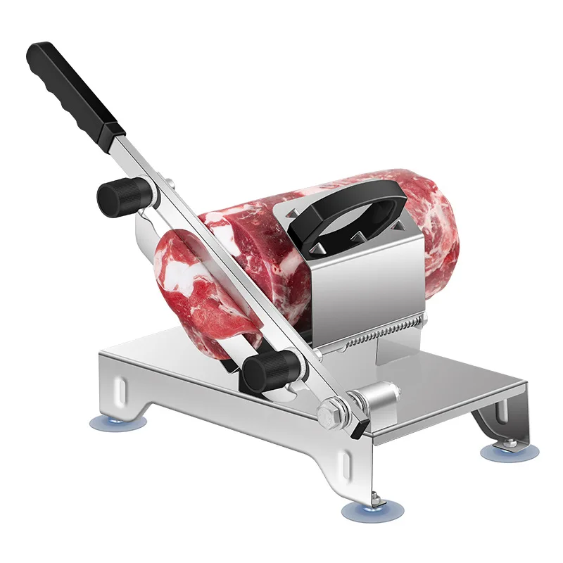 304 Stainless Steel Manual Meat Slicer, Hand Cutter for Fresh & Frozen Lamb Beef Rolls, Adjustable Thickness Meat Slicing Machin