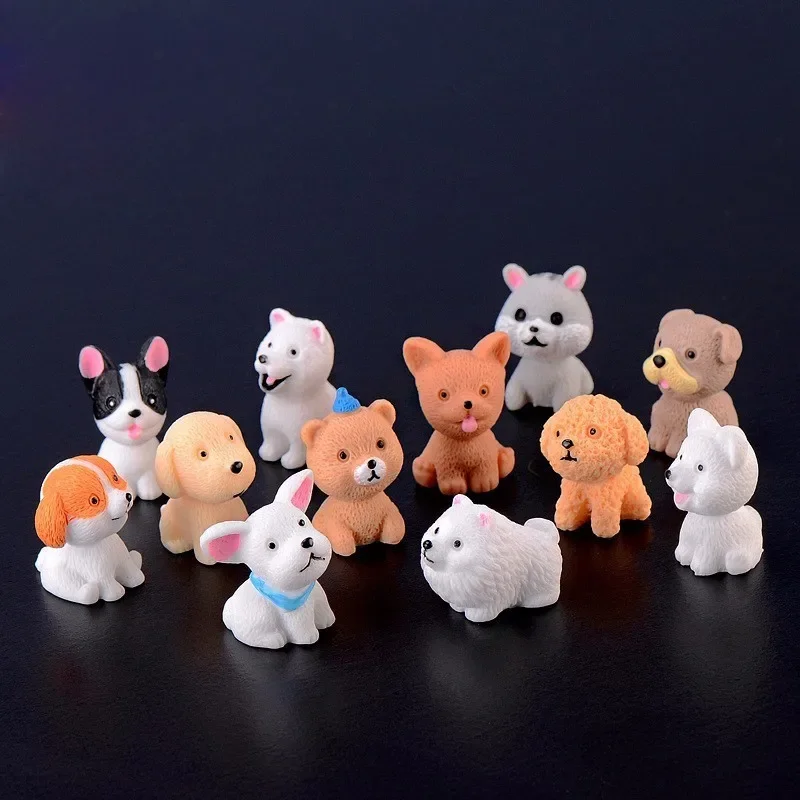 Mini Dog Puppy Miniature Cartoon Animal Figurine Cake Decoration Resin Craft Fairy Garden Decor Home Ornament DIY Accessories